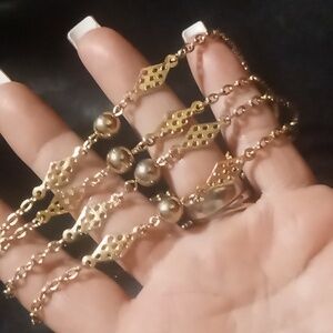 Vintage Monet layered or long  gold chain accent 52 inches long.